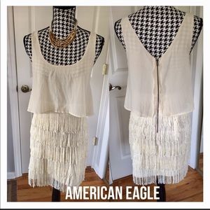 American Eagle Cream Fringe Dress